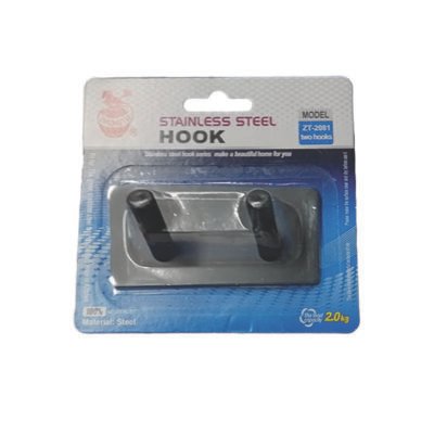 Μεταλλικό αυτοκόλλητο κρεμαστράκι μαύρο 2 θέσεων [00402680]