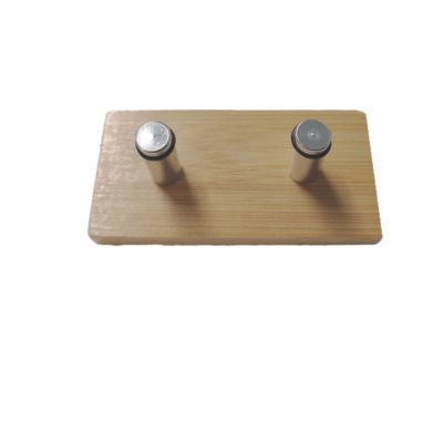 Ξύλινο αυτοκόλλητο κρεμαστράκι 2 θέσεων inox γάντζος [00402684]