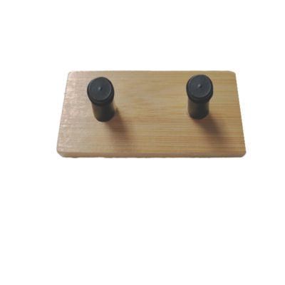 Ξύλινο αυτοκόλλητο κρεμαστράκι 2 θέσεων μαύρος γάντζος [00402685]