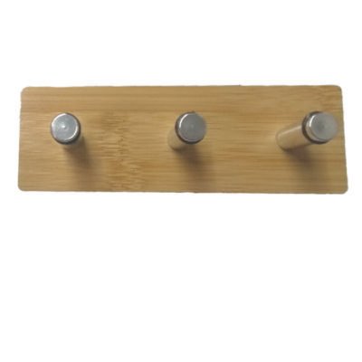 Ξύλινο αυτοκόλλητο κρεμαστράκι 3 θέσεων inox γάντζος [00402686]