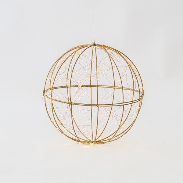 ΦΩΤΙΖΟΜΕΝΗ ΜΕΤΑΛΛΙΚΗ ΜΠΑΛΑ 40cm, 240 MINI LED, ΜΕΤΑΣΧΗΜΑΤΙΣΤΗ, ΧΡΥΣΟΣ ΜΕΤΑΛΛΙΚΟΣ ΣΚΕΛΕΤΟΣ, ΜΠΡΟΝΖΕ ΧΑΛΚΙΝΟ ΚΑΛΩΔΙΟ, ΘΕΡΜΟ ΛΕΥΚΟ LED, ΠΡΟΕΚΤΑΣΗ ΠΑΡΟΧΗΣ 5m, IP44 (600-40095)