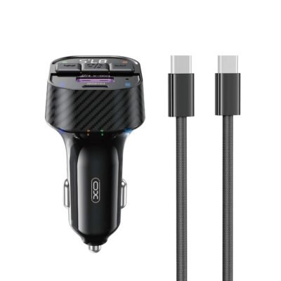 XO transmitter FM BCC17 Bluetooth MP3 car charger 30W black + cable USB-C – USB-C (GSM184876)