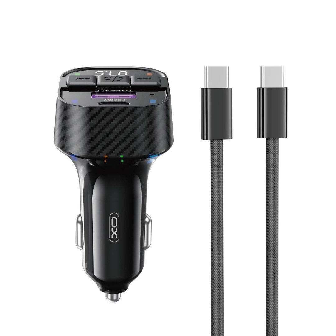 XO transmitter FM BCC17 Bluetooth MP3 car charger 30W black + cable USB-C - USB-C (GSM184876)