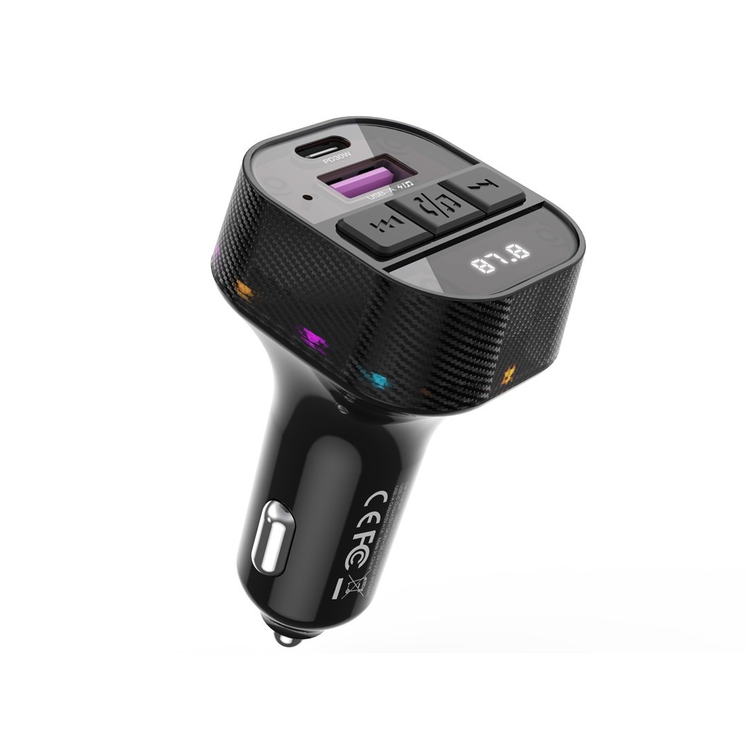 XO transmitter FM BCC17 Bluetooth MP3 car charger 30W black + cable USB-C - USB-C (GSM184876) - Image 3