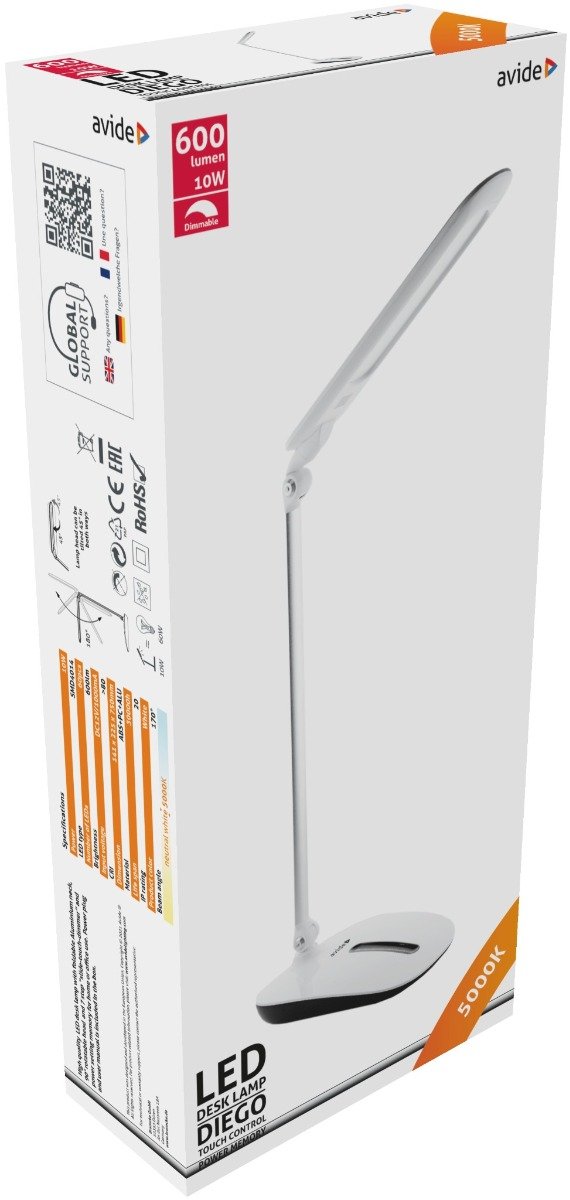 Avide LED Φωτιστικό Γραφείου με Ντίμερ Αφής Άσπρο 10W (15.001.0878) - Image 2