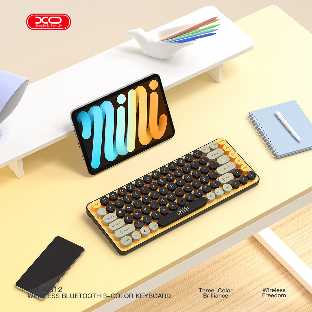 XO KB-12 Ασύρματο Πληκτρολόγιο Bluetooth Tri-Colour Πορτοκαλί (16.001.0310) - Image 4
