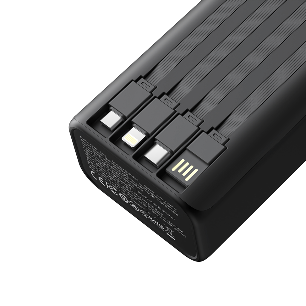 XO PR285 Powerbank PD20W & QC22.5W με 4 Ενσωματομένα Καλώδια & Φωτισμό LED 30.000mAh (16.010.0106) - Image 3