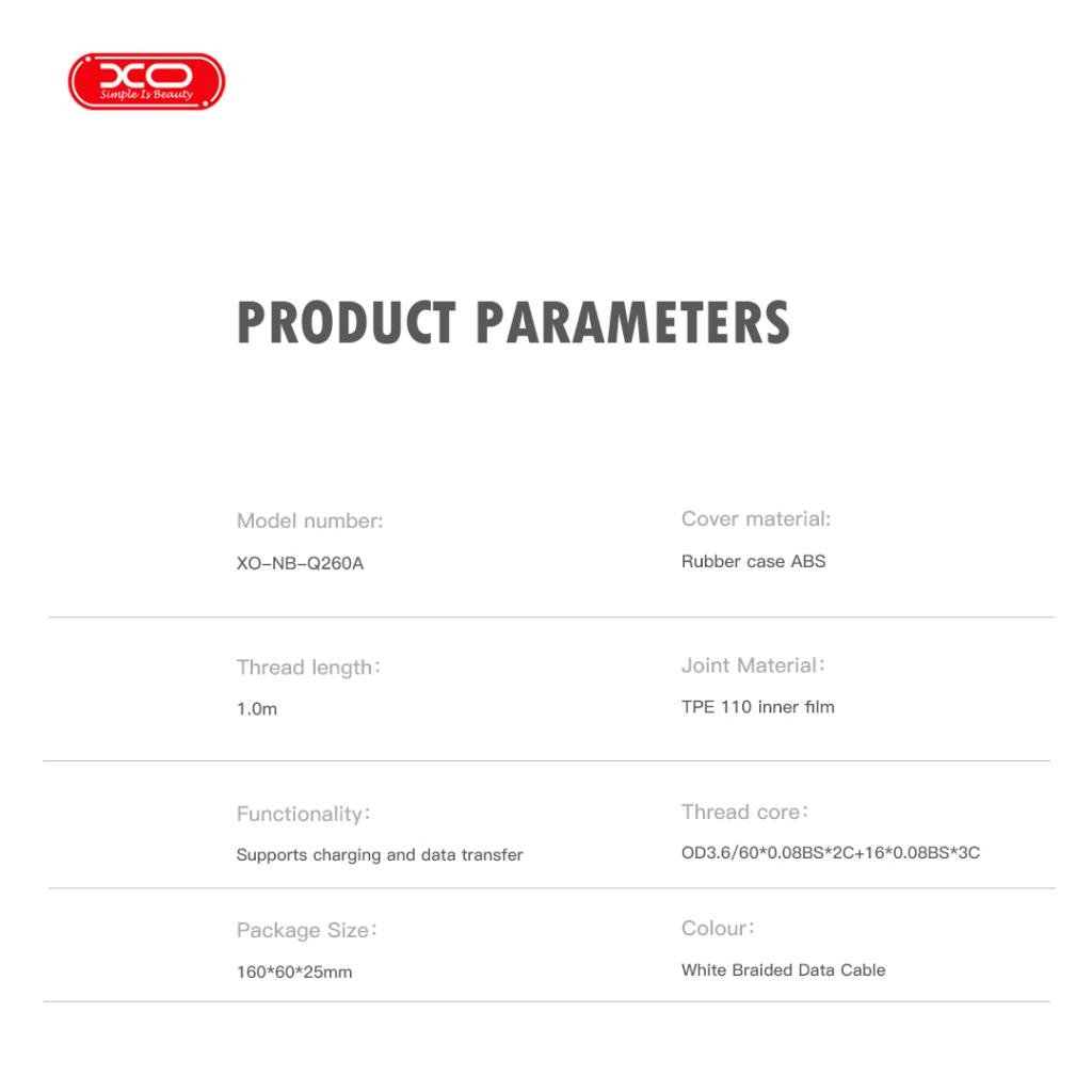 XO NB-Q260A Καλώδιο Φόρτισης & Μεταφοράς Δεδομένων Type-C σε Type-C 27W Πλεκτό 1m (16.005.0415) - Image 4