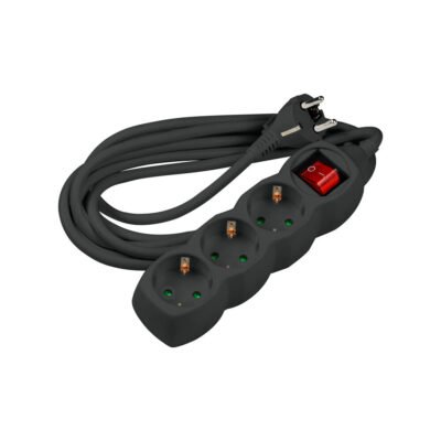 Technik Πολύπριζο 3 Θέσεων με Διακόπτη & 1.5 mm² Καλώδιο Χαλκού 16A Μαύρο 1.5m (41.001.0120)