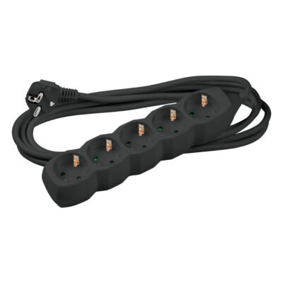 Technik Πολύπριζο 5 Θέσεων με 1.5 mm² Καλώδιο Χαλκού 16A Μαύρο 5m (41.001.0116)