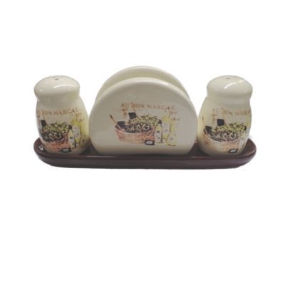 Σετ κεραμικο αλατοπίπερο με χαρτοπετσετοθήκη σε βάση 23cm [00109343]