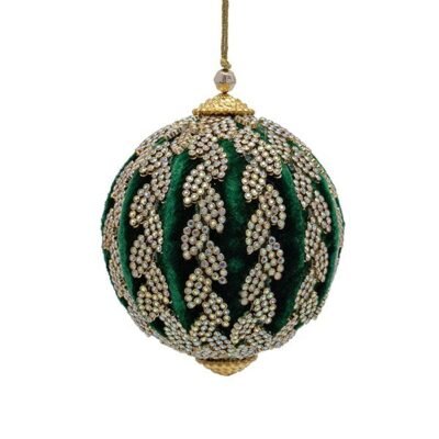 ΒΕΛΟΥΔΙΝΗ ΜΠΑΛΑ ΣΜΑΡΑΓΔΕΝΙΑ, ΠΟΛΥΤΕΛΕΙΑΣ, ΜΕ ΚΕΝΤΗΜΕΝΑ ΧΡΥΣΑ ΦΥΛΛΑ, 10cm (600-49158)