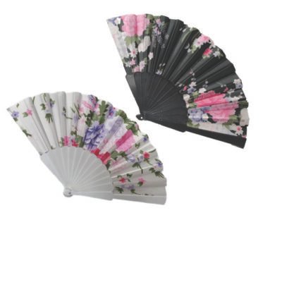 Πλαστική βεντάλια λευκή- μαύρη [20205021]