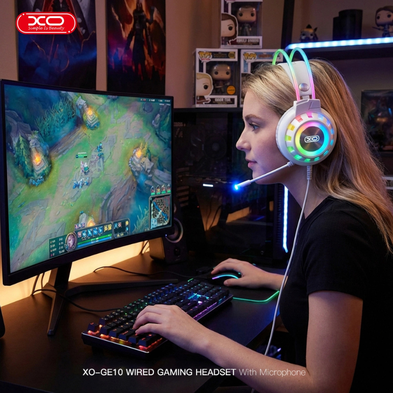 XO GE10 Gaming Ενσύρματα Ακουστικά RGB με Μικρόφωνο Λευκά (16.003.0203) - Image 5