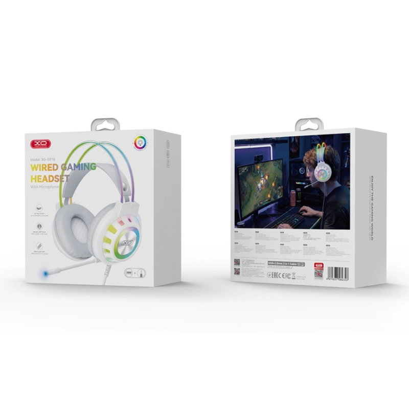 XO GE10 Gaming Ενσύρματα Ακουστικά RGB με Μικρόφωνο Λευκά (16.003.0203) - Image 3