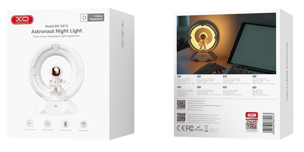 XO OZ12 Τρίχρωμο Φωτάκι Νυκτός Αστροναύτης 1200mAh (16.001.0186) - Image 3