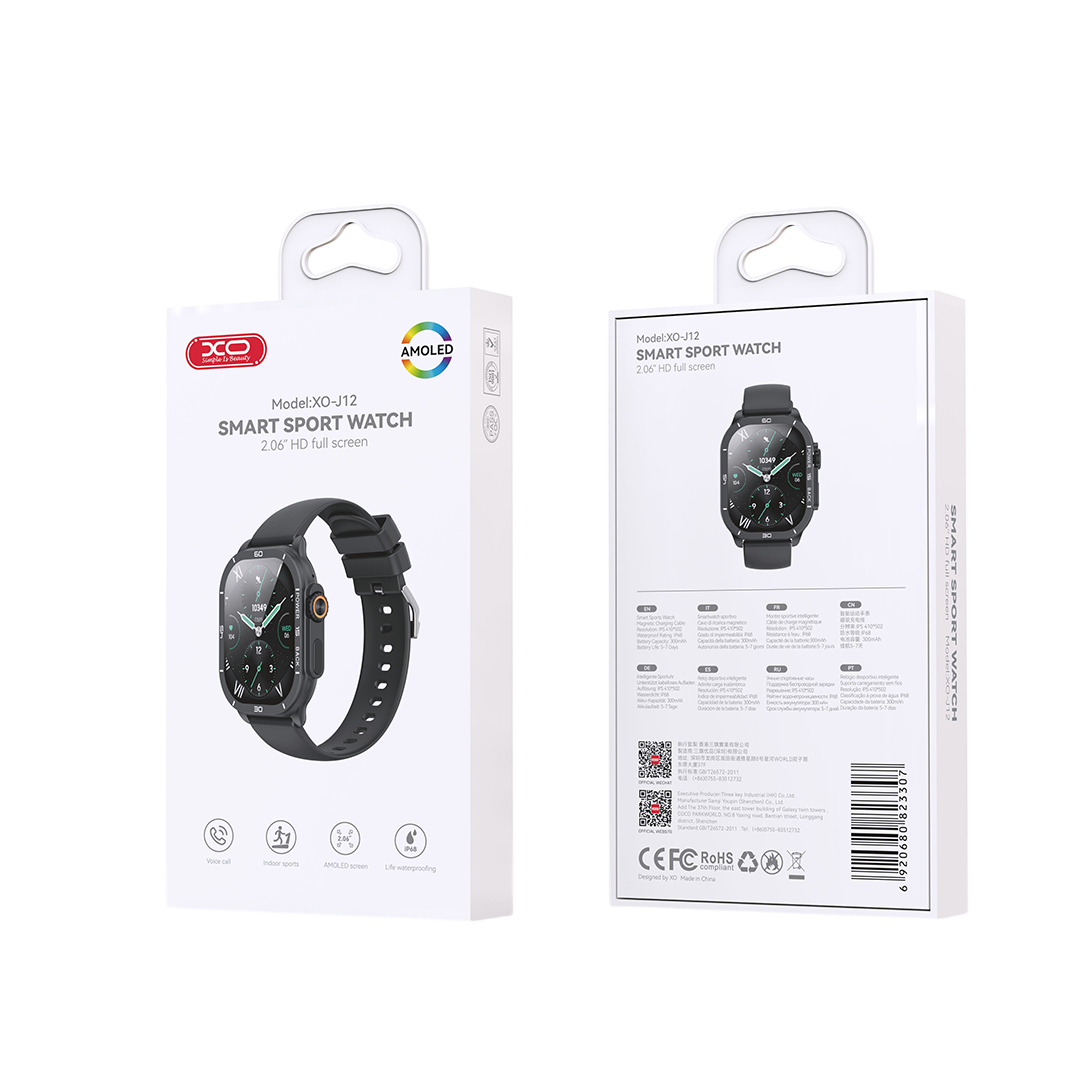 XO J12 AMOLED Smart Αθλητικό Smartwatch Ανθρακί (16.001.0231) - Image 5