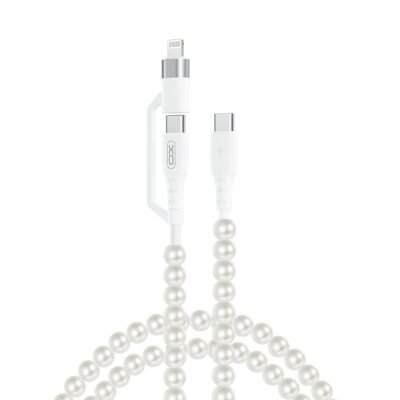 XO NB-Q310 Καλώδιο Φόρτισης & Μεταφοράς Δεδομένων με Πέρλες Type-C σε Type-C (60W) & Lighting (27W) 1m (16.005.0417)