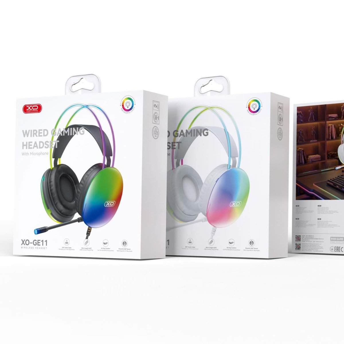 XO GE11 Gaming Ενσύρματα Ακουστικά με RGB Φωτισμό & Μικρόφωνο Λευκά (16.003.0201) - Image 2