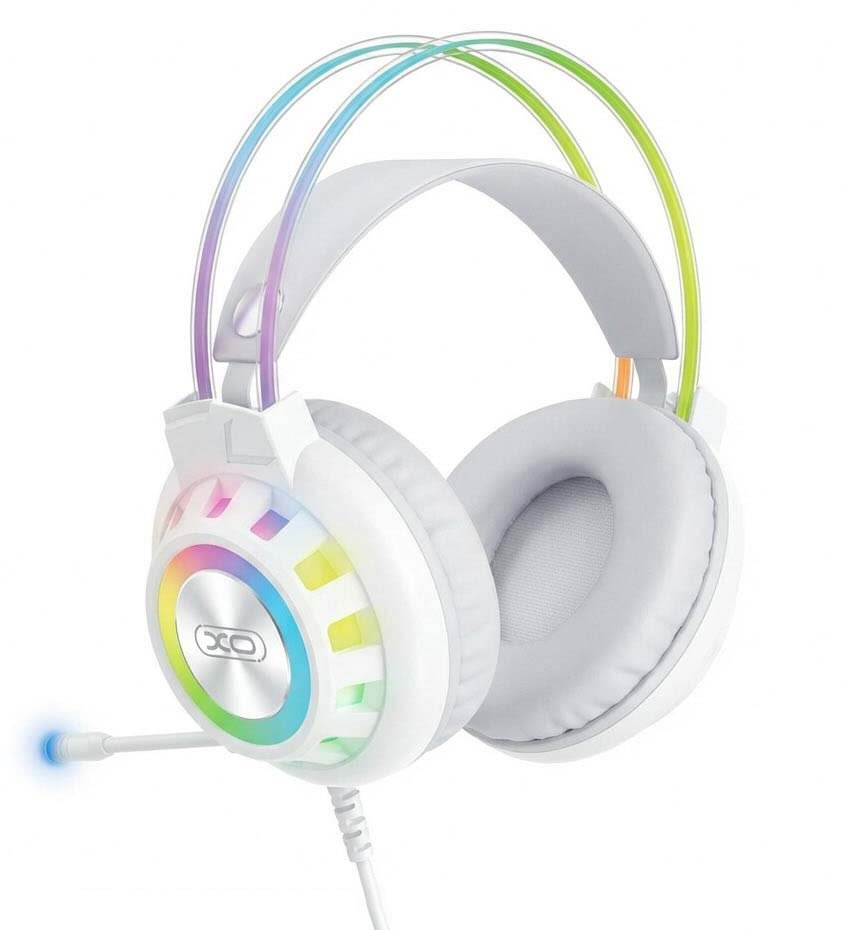 XO GE10 Gaming Ενσύρματα Ακουστικά RGB με Μικρόφωνο Λευκά (16.003.0203)