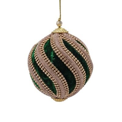 ΒΕΛΟΥΔΙΝΗ ΜΠΑΛΑ, ΒΑΘΥ ΠΡΑΣΙΝΟ, ΠΟΛΥΤΕΛΕΙΑΣ, ΜΕ ΧΡΥΣΕΣ ΛΩΡΙΔΕΣ, 10cm (600-49156)