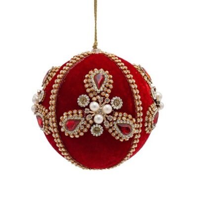 ΒΕΛΟΥΔΙΝΗ ΜΠΑΛΑ, ΚΟΚΚΙΝΗ, ΠΟΛΥΤΕΛΕΙΑΣ, ΜΕ ΚΕΝΤΗΜΕΝΟ ΛΟΥΛΟΥΔΙ ΠΕΡΛΑ, 10cm (600-49157)