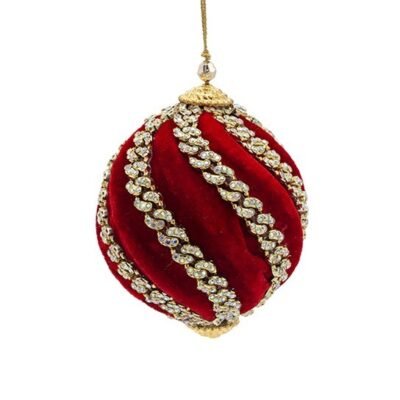 ΒΕΛΟΥΔΙΝΗ ΜΠΑΛΑ, ΚΟΚΚΙΝΗ, ΠΟΛΥΤΕΛΕΙΑΣ, ΜΕ ΧΡΥΣΕΣ ΑΛΥΣΙΔΕΣ, 10cm (600-49161)