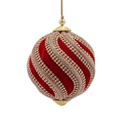 ΒΕΛΟΥΔΙΝΗ ΜΠΑΛΑ, ΚΟΚΚΙΝΗ, ΠΟΛΥΤΕΛΕΙΑΣ, ΜΕ ΧΡΥΣΕΣ ΛΩΡΙΔΕΣ, 10cm (600-49154)