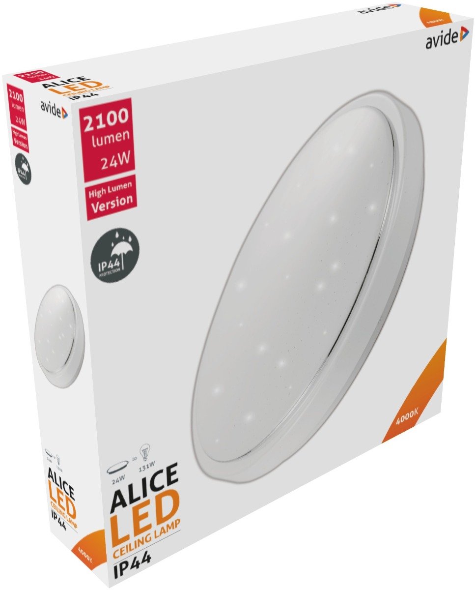 Avide LED Πλαφονιέρα Oyster IP44 Alice 24W 380*110mm NW 4000K (15.001.1186)