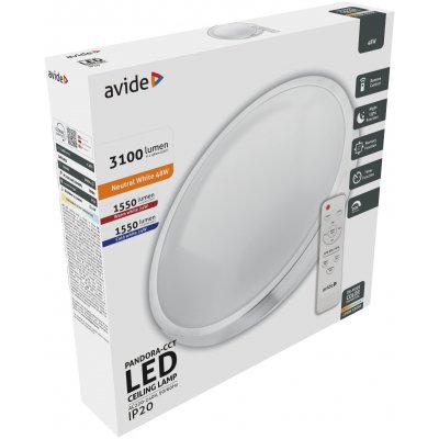 Avide LED Ceiling Lamp Oyster Pandora-CCT (ALU) 48W (24+24) with remote (15.001.1876)