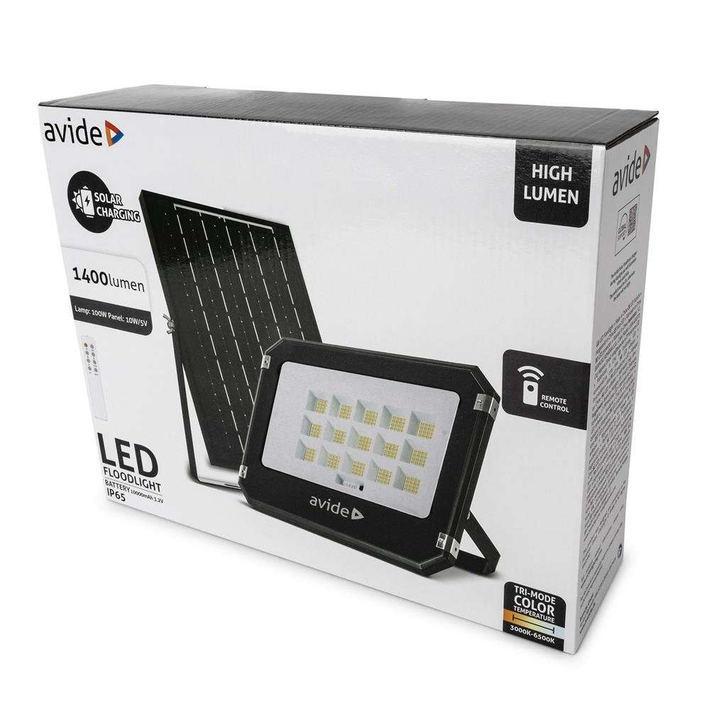 Avide LED Ηλιακός Προβολέας 100W CCT με Ξεχωριστό Ηλιακό Πάνελ και Τηλεχειριστήριο (15.001.2142) - Image 7
