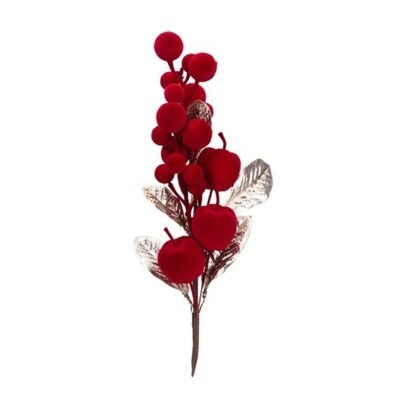 ΚΛΑΔΙ ΜΕ ΚΟΚΚΙΝΑ ΒΕΛΟΥΔΙΝΑ ΜΗΛΑ ΚΑΙ BERRIES, 52cm (600-49279)