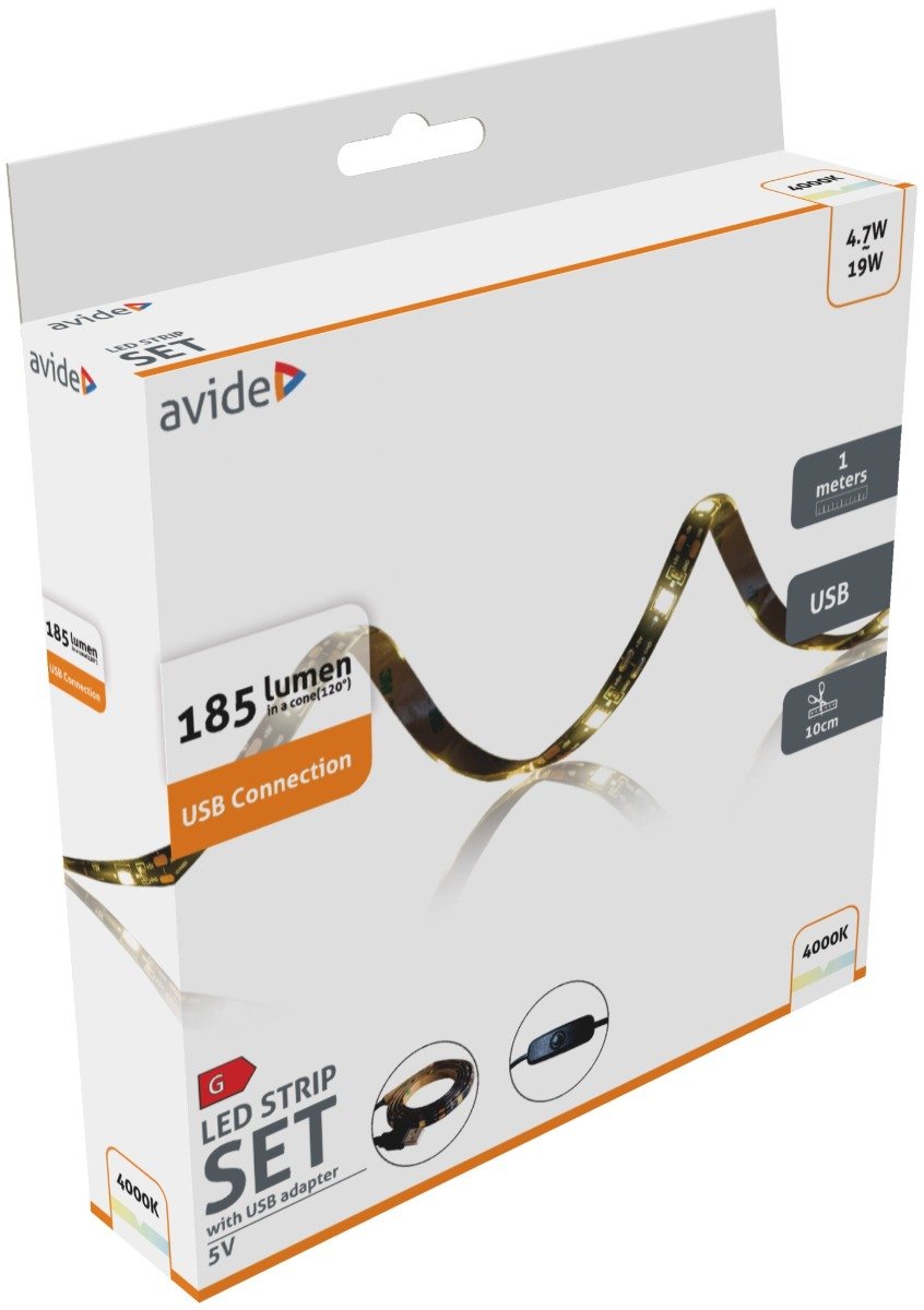 Avide LED Ταινία Blister 5V SMD5050 30LED Λευκό IP65 1m (15.001.1965)
