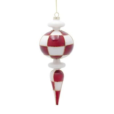 ΓΥΑΛΙΝΟ ΣΤΟΛΙΔΙ ΜΕ ΜΟΤΙΒΟ ΣΚΑΚΙΕΡΑ, ΛΕΥΚΟ ΚΑΙ ΚΟΚΚΙΝΟ, 20cm (600-48844)