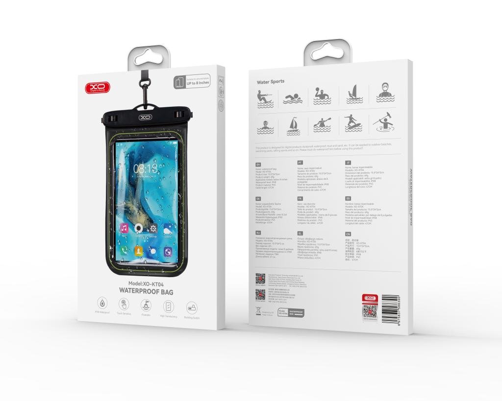 XO KT04 Αδιάβροχη Θήκη Τηλεφώνου PVC με Κλιπ & Λουράκι (16.011.0076) - Image 2