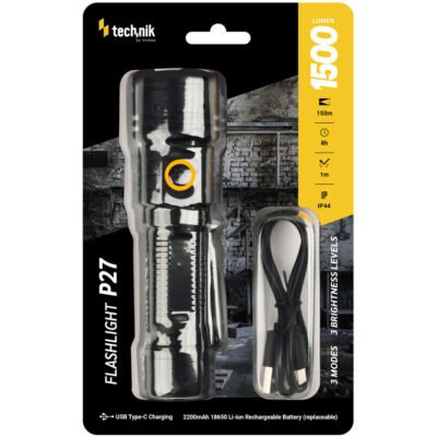 Technik Φακός P27 1500lm με 3x TE LED & USB-C (01.011.0060)