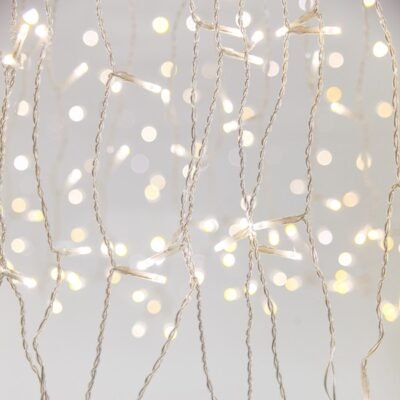 ΚOΥΡΤIΝA, 360 2CHIP LED 3mm, 31V ΜEΤAΣΧΗΜΑΤIΣΤΗ, 8 M/F & ΜΝΗΜΗ, 4 EΠEΚΤAΣEIΣ ΕΩΣ 3 SET, R.CONTROL (TIMER & DIMMER), ΔIAΦAΝO PVC ΚAΛΩΔIO, ΛΕΥΚΟ & ΘΕΡΜΟ ΛΕΥΚΟ LED (H200 x W200cm, 20 LINES x 18 LED), ΚAΛΩΔIO ΠAΡOΧΗΣ 3m, IP44 (600-01160)