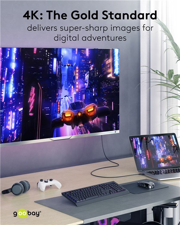 Goobay Καλώδιο HDMI Ethernet Υψηλής Ταχύτητας 4K/60Hz 18Gbit/s Μαύρο 0,5μ 80096 (11.002.0029) - Image 8