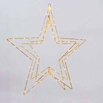 ΤΡΙΠΛΟ ΑΣΤΕΡΙ ΦΩΤΙΖΟΜΕΝΟ 60cm, 150 MINI LED, ΜΕΤΑΣΧΗΜΑΤΙΣΤΗ, TIMER, ΣΑΜΠΑΝΙ ΜΕΤΑΛΛΙΚΟΣ ΣΚΕΛΕΤΟΣ, ΑΣΗΜΙ ΧΑΛKINO KAΛΩΔIO, ΘΕΡΜΟ ΛΕΥΚΟ LED & ΘΕΡΜΟ ΛΕΥΚΟ FLASH LED, ΠΡΟΕΚΤΑΣΗ ΠΑΡΟΧΗΣ 3m, IP44 (600-22608)