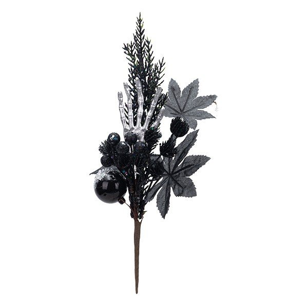 ΠΙΚ HALLOWEEN ΜΕ ΜΑΥΡΑ ΦΥΛΛΑ ΚΑΙ ΣΚΕΛΕΤΟΣ ΠΑΛΑΜΗΣ, 39cm (600-49259)
