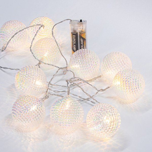 ΣΕΙΡΑ, 10 LED 5mm, ΔΙΑΦΑΝΕΣ ΙΡΙΔΙΖΟΥΣΕΣ ΑΝΑΓΛΥΦΕΣ ΜΠΑΛΕΣ, ΜΠΑΤΑΡΙΑΣ 2xAA, ΔΙΑΦΑΝΟ PVC ΚΑΛΩΔΙΟ, ΘΕΡΜΟ ΛΕΥΚΟ LED ΑΝΑ 15cm, ΠΡΟΕΚΤΑΣΗ ΠΑΡΟΧΗΣ 30cm, IP20 (600-11478) - Image 2
