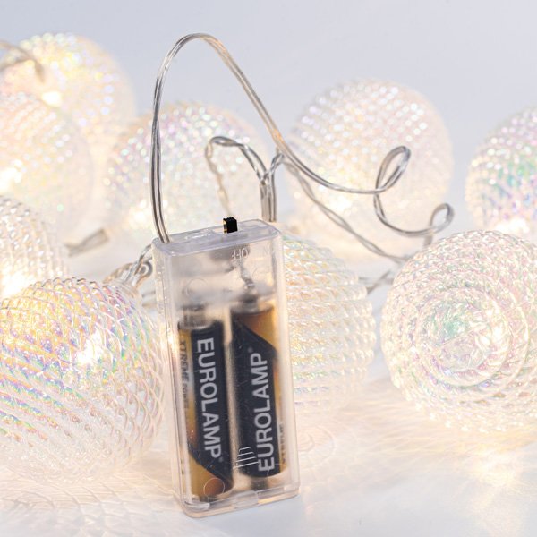 ΣΕΙΡΑ, 10 LED 5mm, ΔΙΑΦΑΝΕΣ ΙΡΙΔΙΖΟΥΣΕΣ ΑΝΑΓΛΥΦΕΣ ΜΠΑΛΕΣ, ΜΠΑΤΑΡΙΑΣ 2xAA, ΔΙΑΦΑΝΟ PVC ΚΑΛΩΔΙΟ, ΘΕΡΜΟ ΛΕΥΚΟ LED ΑΝΑ 15cm, ΠΡΟΕΚΤΑΣΗ ΠΑΡΟΧΗΣ 30cm, IP20 (600-11478) - Image 3