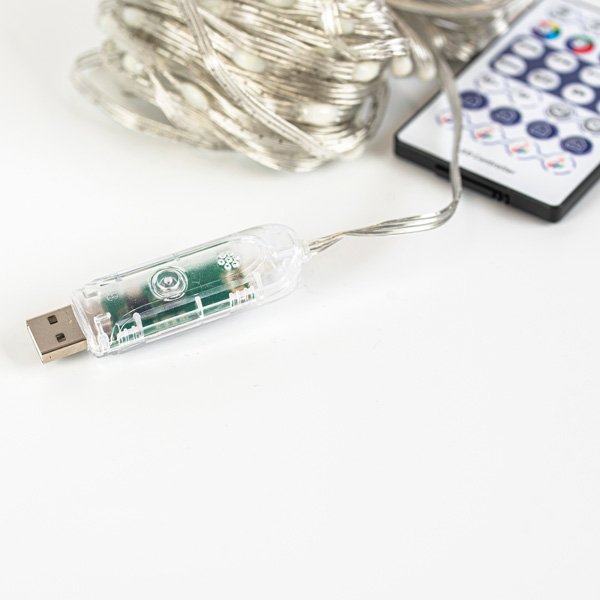 ΣΕΙΡΑ, 100 SMART MINI LED, USB, ΔΙΑΧΕΙΡΙΣΗ ΜΕΣΩ ΕΦΑΡΜΟΓΗΣ, ΤΗΛΕΧΕΙΡΙΣΤΗΡΙΟ, ΔΙΑΦΑΝΟ ΠΛΑΚΕ ΧΑΛΚΙΝΟ ΚΑΛΩΔΙΟ, RGB LED ΑΝΑ 10cm, ΠΡΟΕΚΤΑΣΗ ΠΑΡΟΧΗΣ 2m, IP20 (600-11783) - Image 4