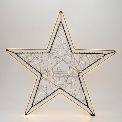 ΦΩΤΙΖΟΜΕΝΟ ΑΣΤΕΡΙ 48x45cm, 100 MINI LED, ΜΕΤΑΣΧΗΜΑΤΙΣΤΗ, ΜΑΥΡΟΣ ΜΕΤΑΛΛΙΚΟΣ ΣKEΛETOΣ, ΜΑΥΡΟ ΧΑΛΚΙΝΟ ΚΑΛΩΔΙΟ, ΘΕΡΜΟ ΛΕΥΚΟ LED, ΘΕΡΜΗ ΛΕΥΚΗ COB ΤΑΙΝΙΑ LED 1.7m, ΠΡΟΕΚΤΑΣΗ ΠΑΡΟΧΗΣ 3m, IP44 (600-23643)