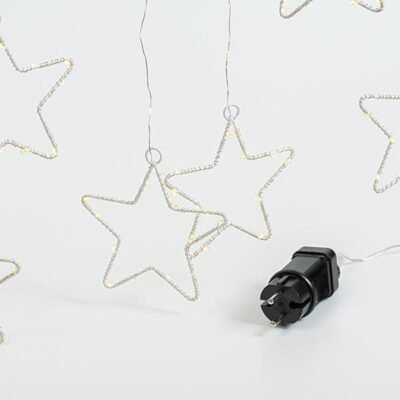 ΚΟΥΡΤΙΝΑ, 184 MINI LED, 8 ΜΕΤΑΛΛΙΚΑ ΑΣΤΕΡΙΑ 12cm, ΜΕΤΑΣΧΗΜΑΤΙΣΤΗ, ΑΣΗΜΙ ΧΑΛΚΙΝΟ ΚΑΛΩΔΙΟ, ΘΕΡΜΟ ΛΕΥΚΟ LED (H155 x W175cm, 20 ΣΕΙΡΕΣ x 12 LED), ΠΡΟΕΚΤΑΣΗ ΠΑΡΟΧΗΣ 3m, IP44 (600-02500)