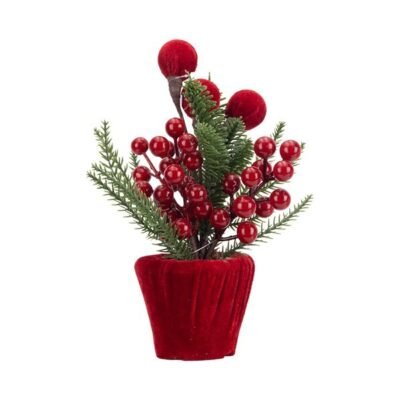 DISPLAY BOX, ΓΛΑΣΤΡΑΚΙ ΚΟΚΚΙΝΟ ΜΕ  ΒΕΛΟΥΔΙΝΕΣ ΜΠΑΛΙΤΣΕΣ ΚΑΙ ΜΕΤΑΛΛΙΖΕ BERRIES, 6TMX, 23cm (600-49419)