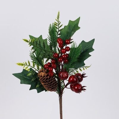 ΚΛΑΔΙ ΜΕ ΚΟΚΚΙΝΑ BERRIES ΚΑΙ ΡΟΔΙΑ, 33cm (600-46698)