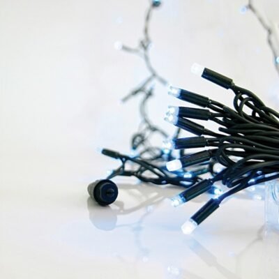 ΣΕΙΡΑ, 100 LED 5mm ΜΕ ΚΑΛΥΜΜΑ, 230V, 2 ΕΠΕΚΤΑΣΕΙΣ ΕΩΣ 9 ΣΕΤ, ΠΡΑΣΙΝΟ ΚΑΟΥΤΣΟΥΚ ΚΑΛΩΔΙΟ, 90 ΜΠΛΕ + 10 ΛΕΥΚΑ FLASH LED ΑΝΑ 10cm, ΙΡ65 (ΧΩΡΙΣ ΠΡΟΕΚΤΑΣΗ ΠΑΡΟΧΗΣ) (600-09267)