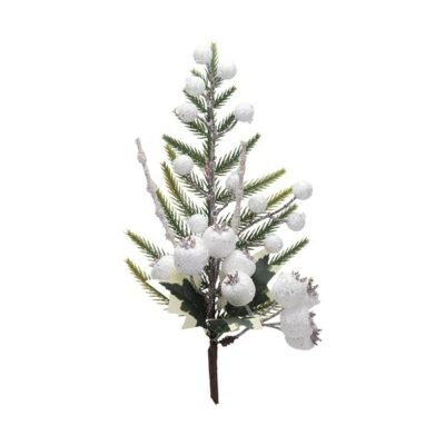 ΚΛΑΔΙ ΜΕ ΛΕΥΚΑ BERRIES KAI ΦΥΛΛΑ ΓΚΙ, 31cm (600-49232)
