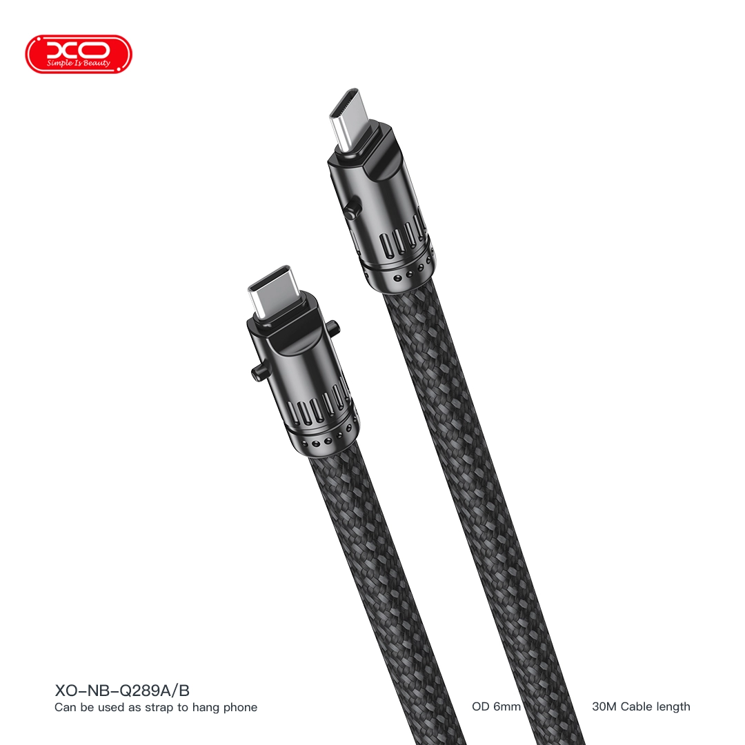 XO NB-Q289B Καλώδιο Φόρτισης & Μεταφοράς Δεδομένων Type-C σε Type-C Πλεκτό 60W Μαύρο 20cm (16.005.0413) - Image 3